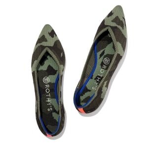 ROTHY'S Olive Camo The Point Slip-On Flats Rare/Retired/Discontinued | 9